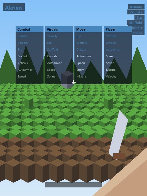 Akrien — чит клиент Minecraft