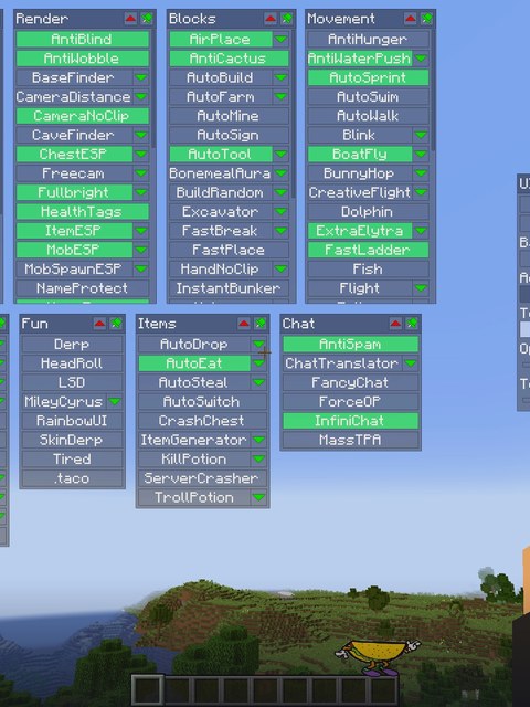 Wurst — чит клиент Minecraft
